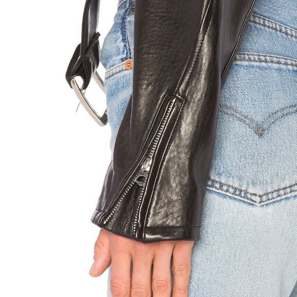 FRAME Crop Moto Leather Jacket L - Picture 10 of 11